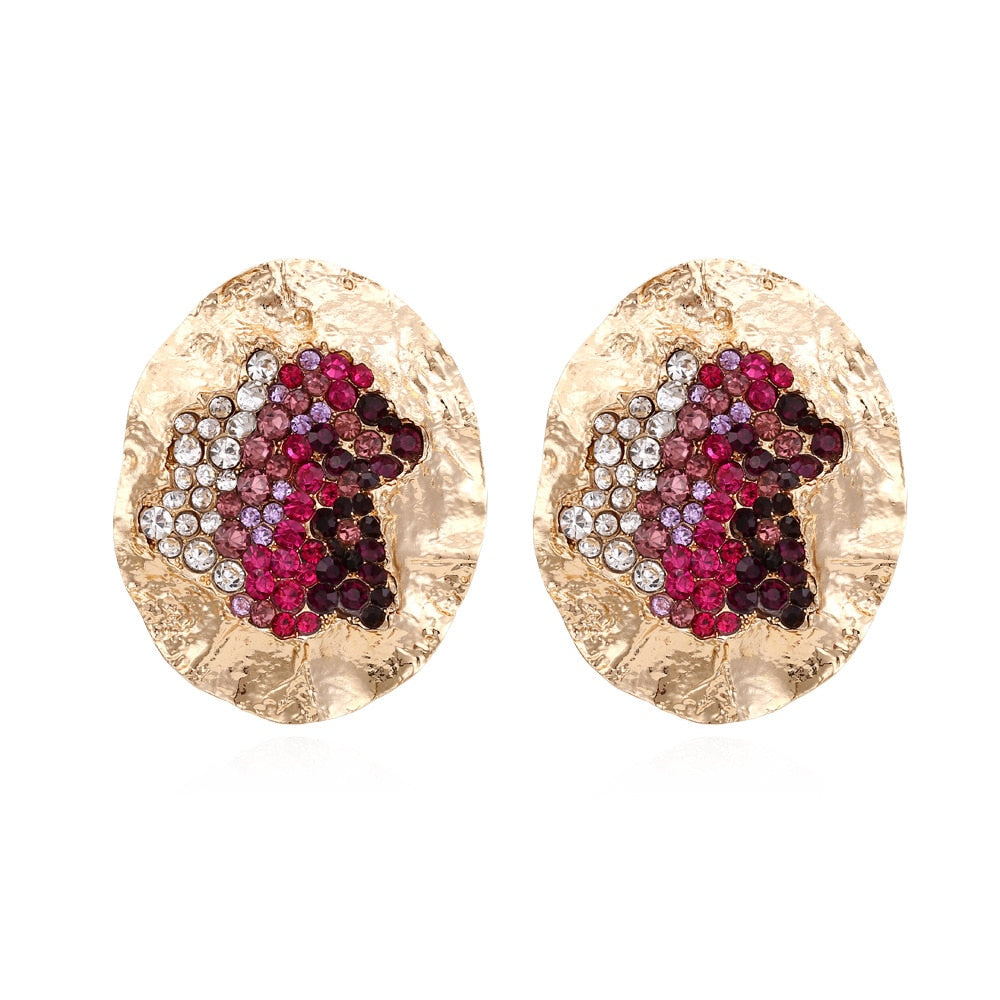Water Crystal & Crinkle Gold Earrings - 2 Colors