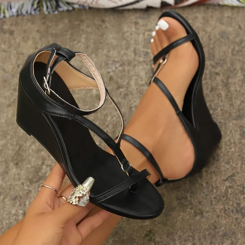 Wedges Shoes for New Women's Simple Versatile Black High Summer Fashion Plus Size Shoes Low Heel Pumps