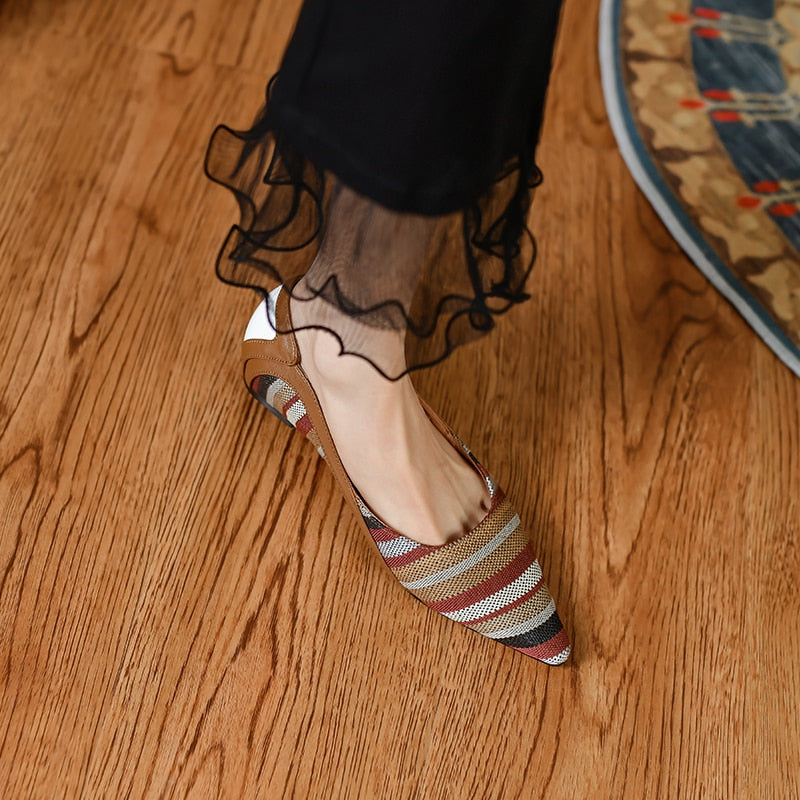 Wendie Vintage Brown Striped Flats