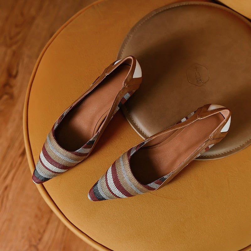 Wendie Vintage Brown Striped Flats