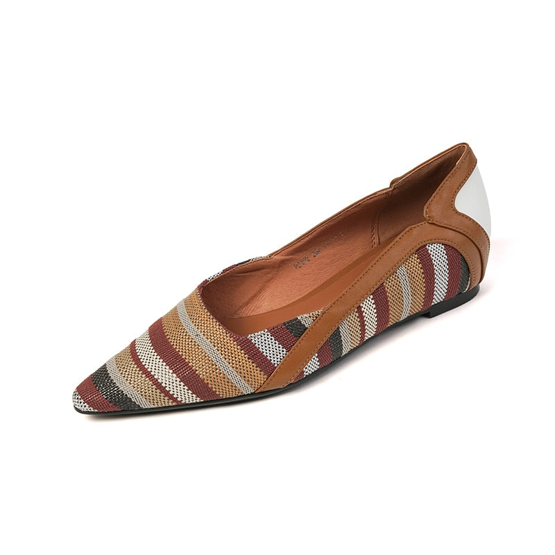 Wendie Vintage Brown Striped Flats