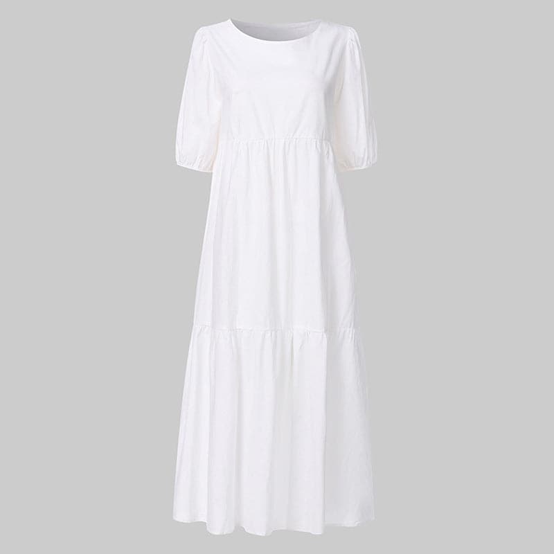 White Sundresses Puff Sleeve female Dress