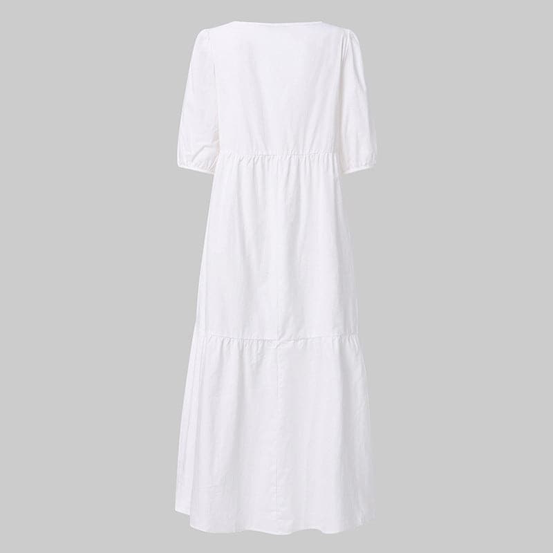 White Sundresses Puff Sleeve female Dress