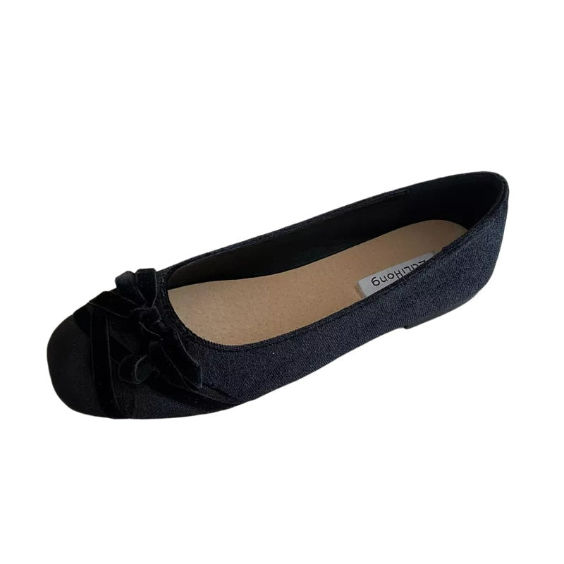 Winslow Crushed Velvet Bow-Knot Ballet Flats - 3 Colors