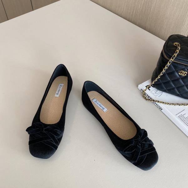 Winslow Crushed Velvet Bow-Knot Ballet Flats - 3 Colors