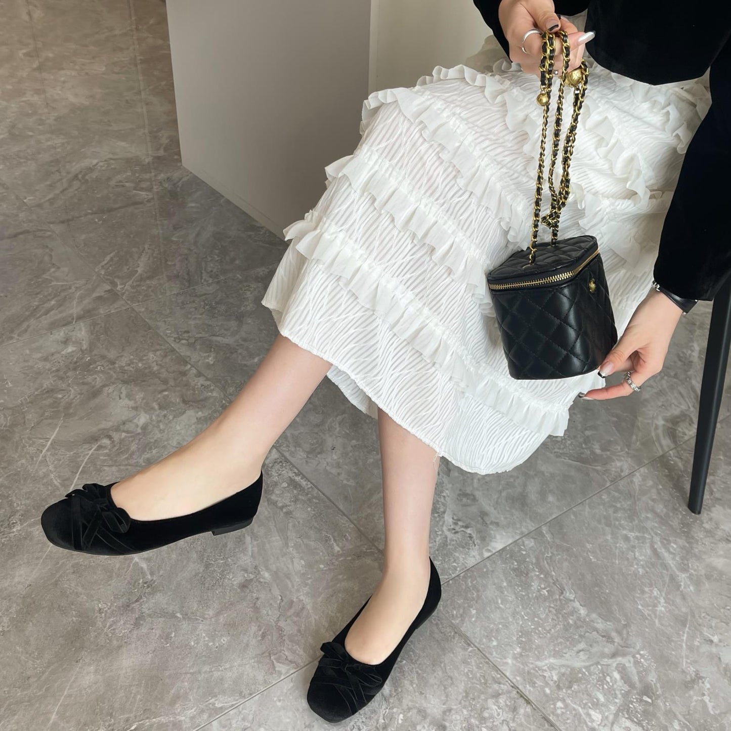 Winslow Crushed Velvet Bow-Knot Ballet Flats - 3 Colors