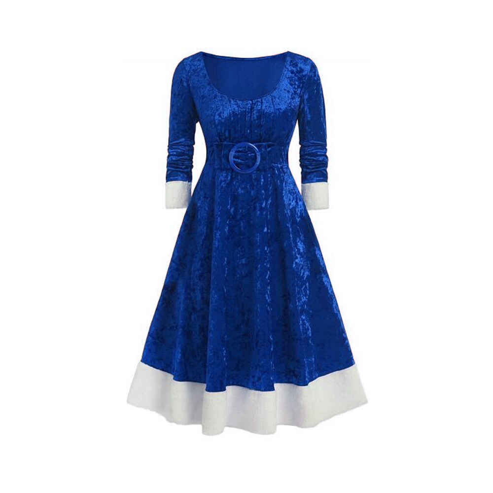 Plus Size Red Santa Claus Dress Velvet Long Sleeve Christmas Dress Costumes