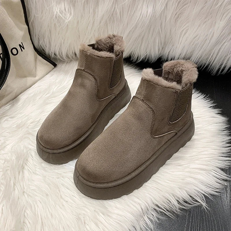Winter Boots New Rubber Thick Sole Ankle Boots for Outdoor Elevated Comfort Warm Walking Cotton Shoes Fashion Snow Boots