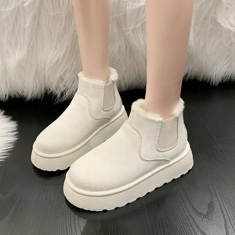 Winter Boots New Rubber Thick Sole Ankle Boots for Outdoor Elevated Comfort Warm Walking Cotton Shoes Fashion Snow Boots
