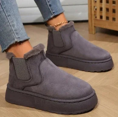 Winter Short Plush Warm Snow Boots Casual Shoes  New Suede Fur Chelsea Ankle Boots Flats Platform Ladies Shoes Botas