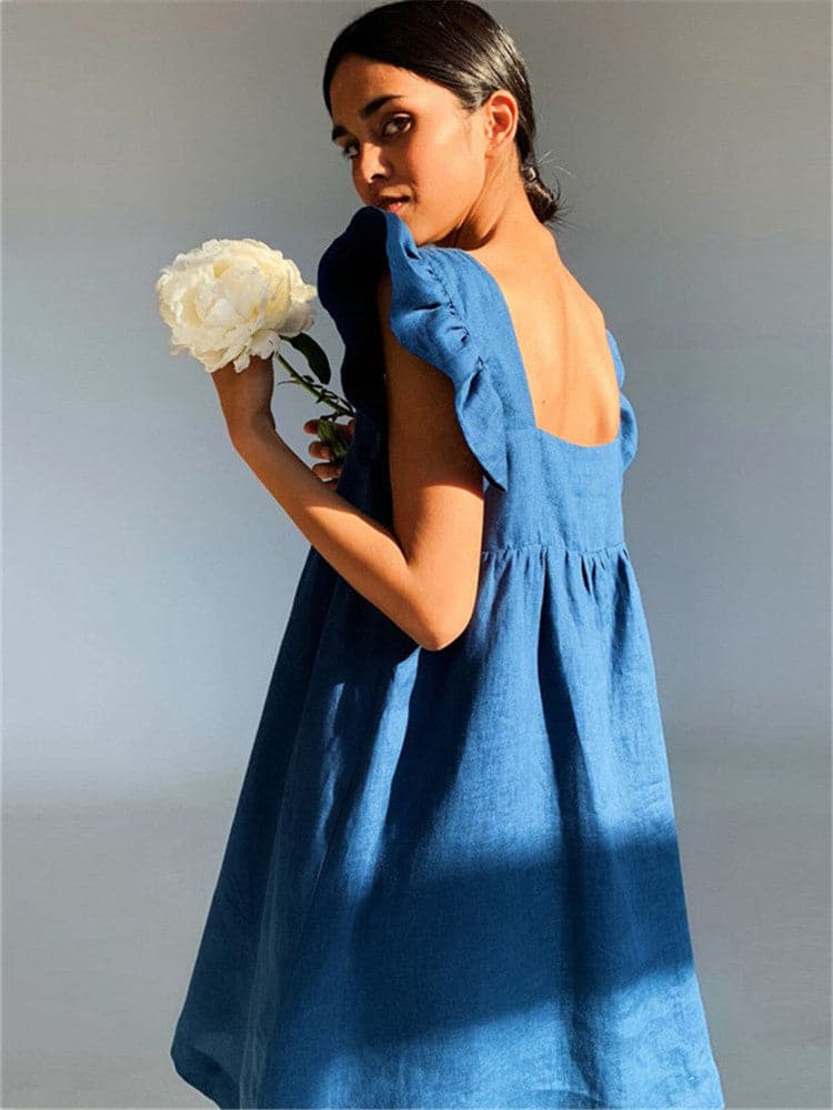 Backless Ruffle Cute Mini Dress