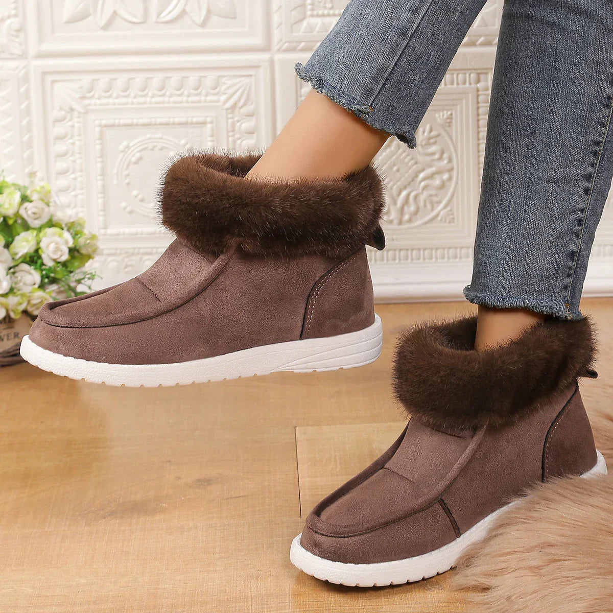 Boots Winter New Thickening Plush Warm Snow Boots  Plus Size Comfortable Soft Cotton Shoes for Botas De Mujer