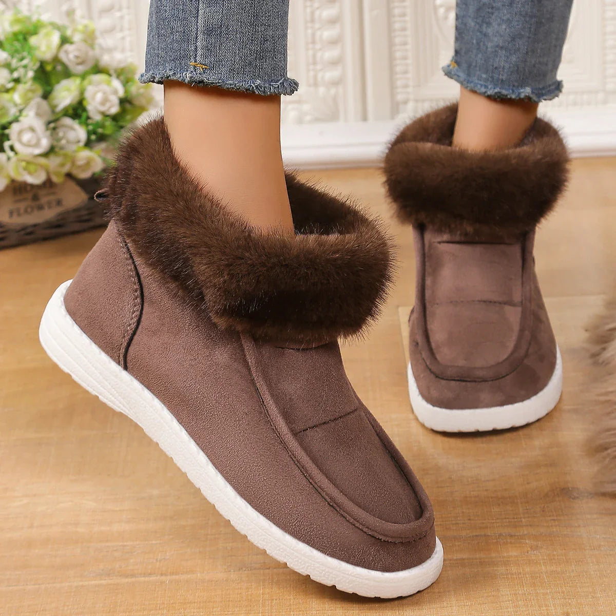 Boots Winter New Thickening Plush Warm Snow Boots  Plus Size Comfortable Soft Cotton Shoes for Botas De Mujer