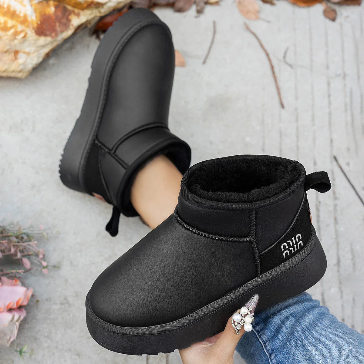 Boots Winter Short Plush Warm Snow Boots Casual Flat Shoes New Comfortable Chelsea Ankle Boots Botas De Mujer