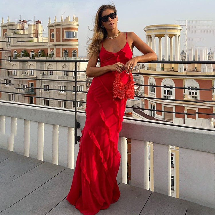 Elegant Deep V Neck Maxi Dress