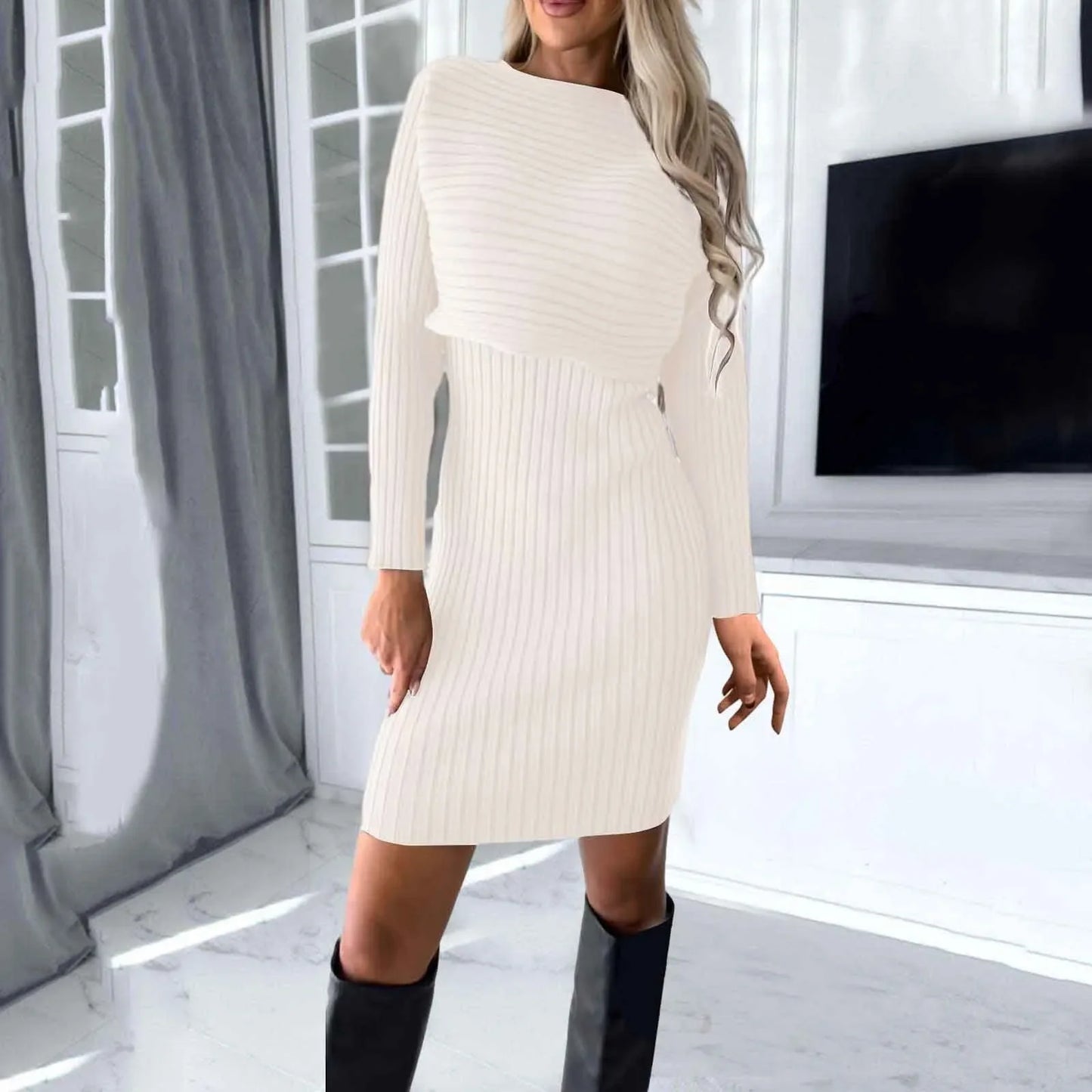 See Through Lace Square-Neck Slim Fit Evening Bodycon Clubwear Dress