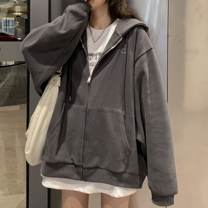 Korean Version Oversized Solid Color Hoodies