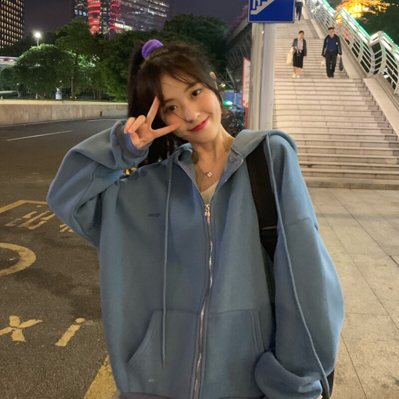 Korean Version Oversized Solid Color Hoodies