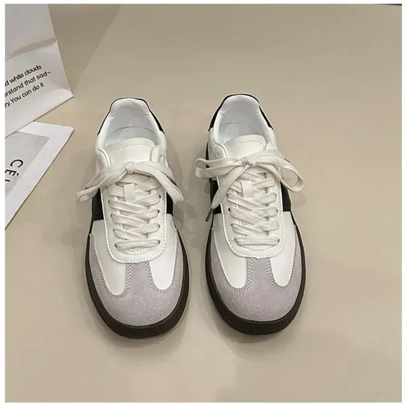 Leather Outdoor Walking Sneakers Casual Fashion Sports Platform Vulcanized Shoes Woman White Flats Ladies Tennis Trainers