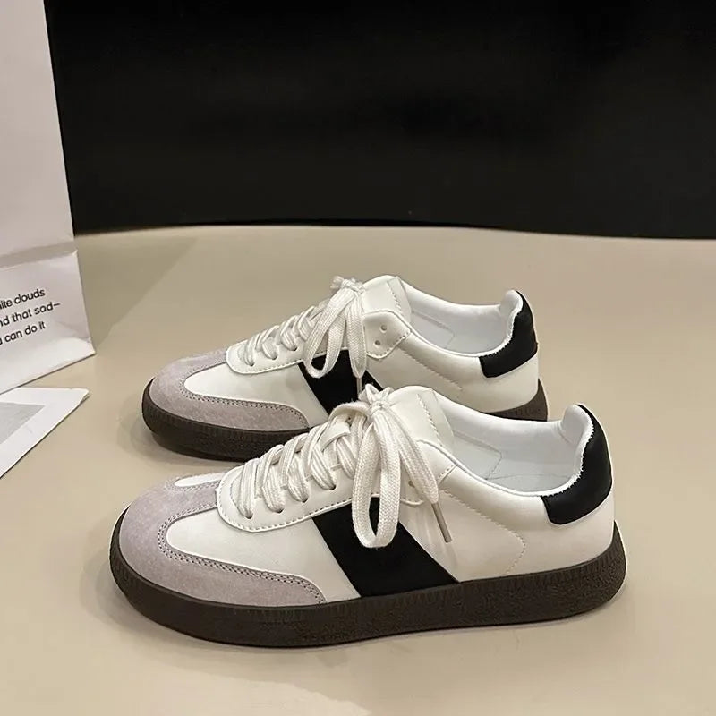 Leather Outdoor Casual Fashion Platform Vulcanized White Flats Tennis Skateboard