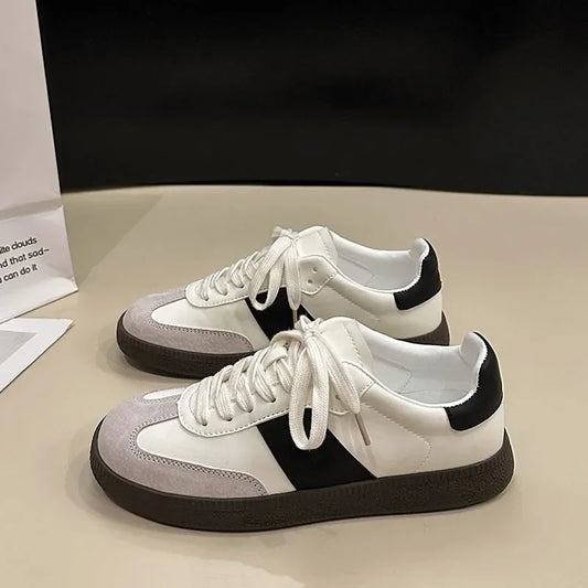 Leather Outdoor Walking Sneakers Casual Fashion Sports Platform Vulcanized Shoes Woman White Flats Ladies Tennis Trainers