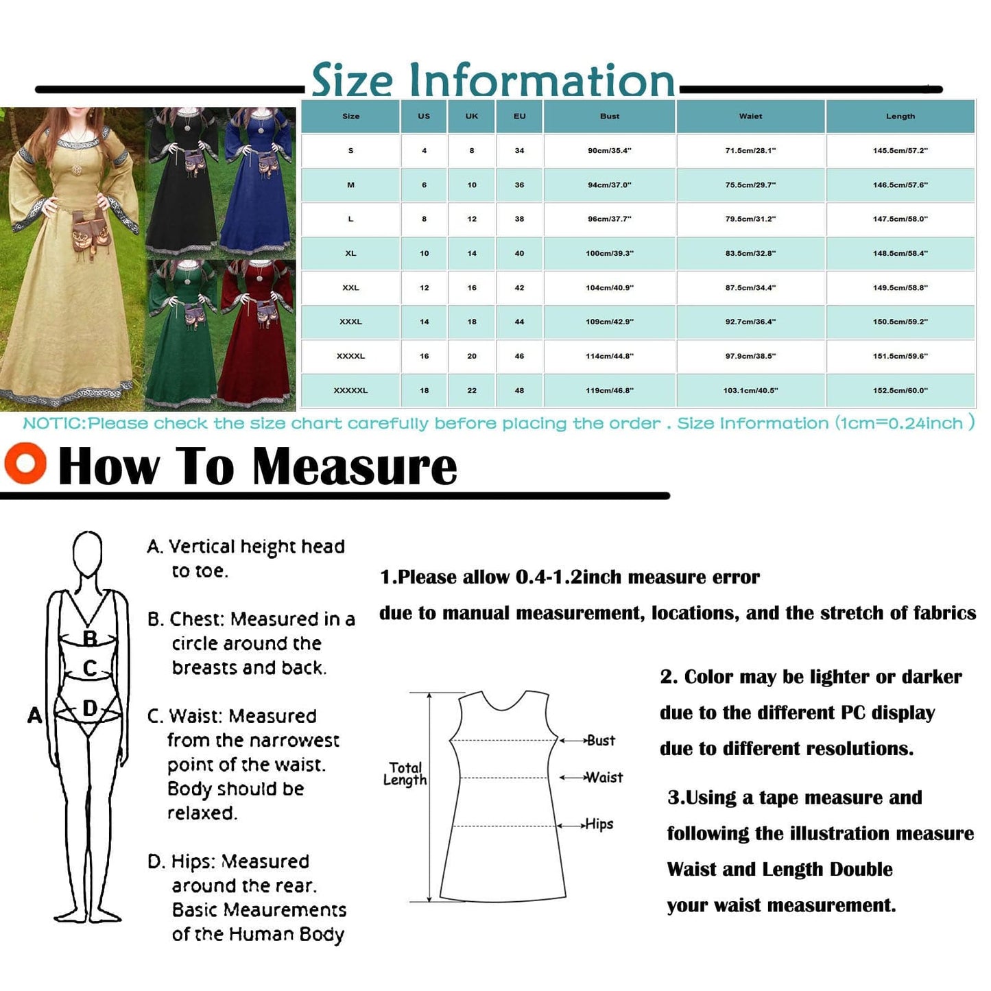 Medie Dress Renaiss Fit Irregular Long Sleeve Cosplay Maxi Dress