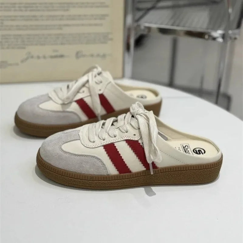 Mules Slides Shoes Round Toe Flat Female Footwear Casual Sneakers Clogs Platform Summer Slip On Creeper Baotou slipper