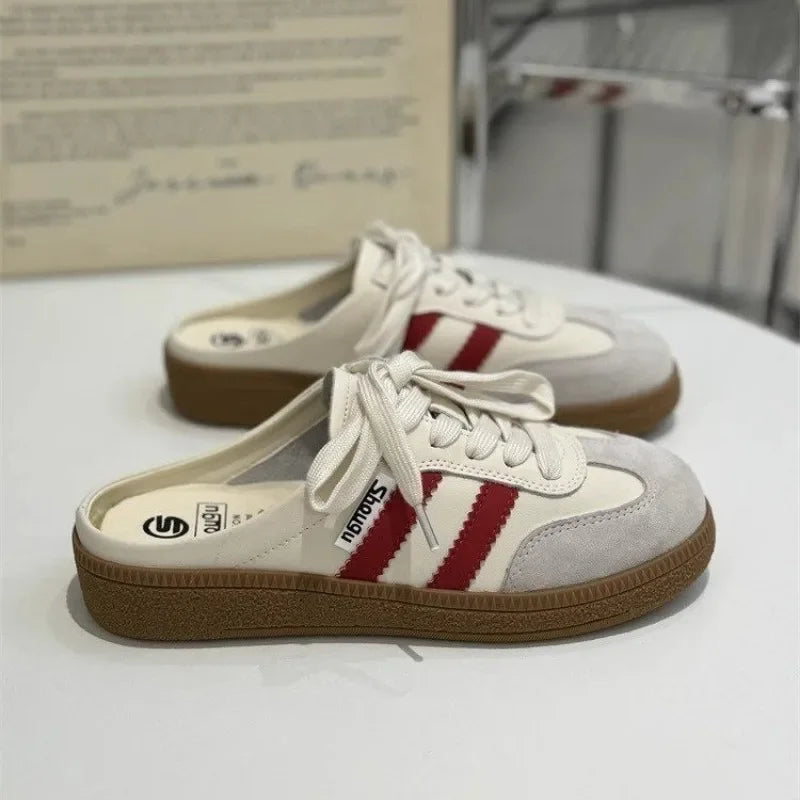 Mules Slides Shoes Round Toe Flat Female Footwear Casual Sneakers Clogs Platform Summer Slip On Creeper Baotou slipper