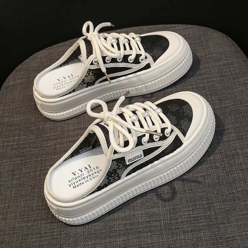 Mules Woman Slippers Summer Outdoor Walking Slides Shoes Sandals with Strap Black Outside Casual Unique Style Sneakers