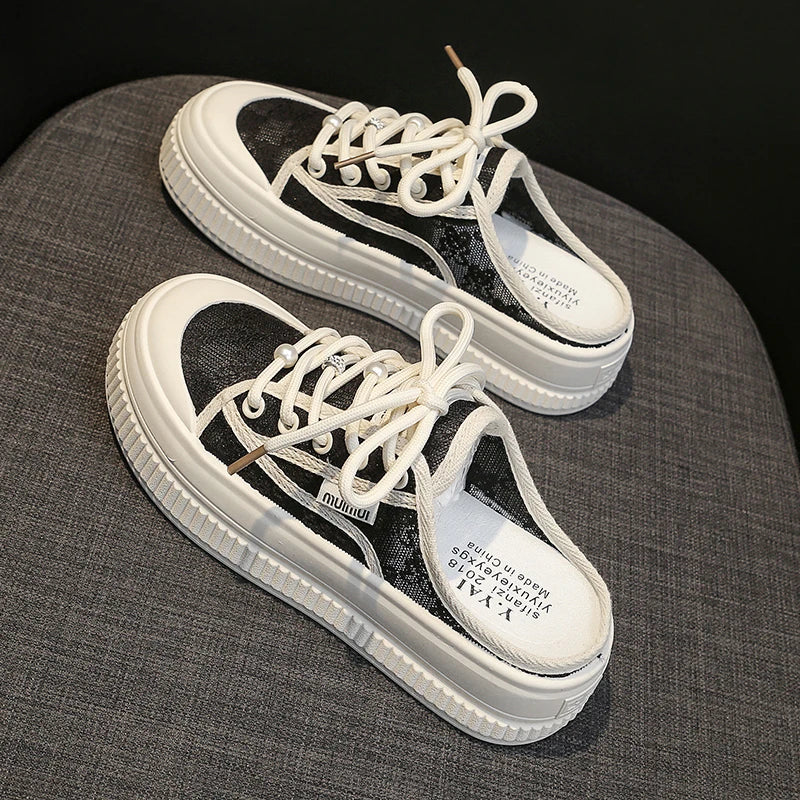 Mules Woman Slippers Summer Outdoor Walking Slides Shoes Sandals with Strap Black Outside Casual Unique Style Sneakers