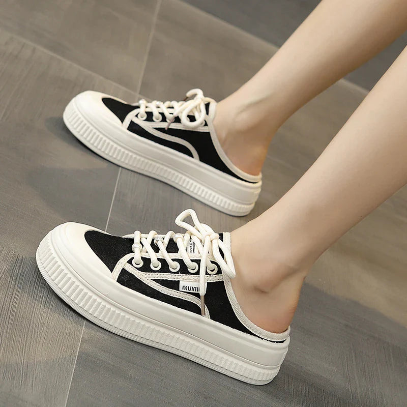 Mules Woman Slippers Summer Outdoor Walking Slides Shoes Sandals with Strap Black Outside Casual Unique Style Sneakers