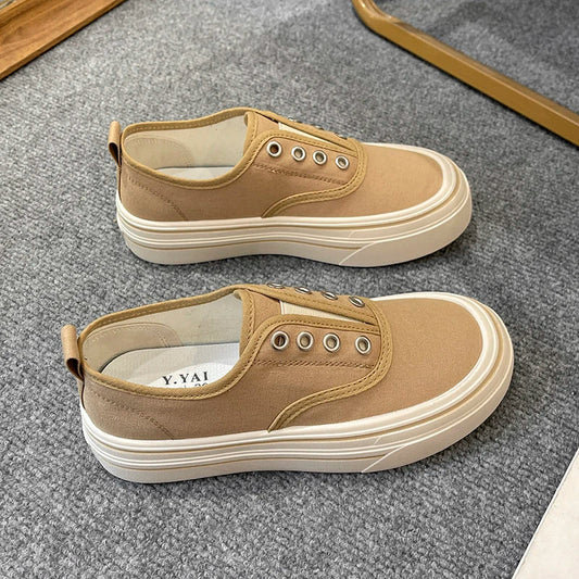 Outdoor Walking Canvas Shoes New Fashion Jogging Sneakers Slip-on Woman Vulcanized Flat Casual Loafers Ladies Zapatillas