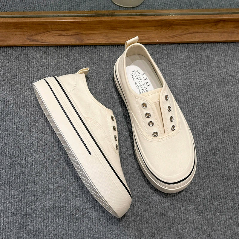 Outdoor Walking Canvas Shoes New Fashion Jogging Sneakers Slip-on Woman Vulcanized Flat Casual Loafers Ladies Zapatillas