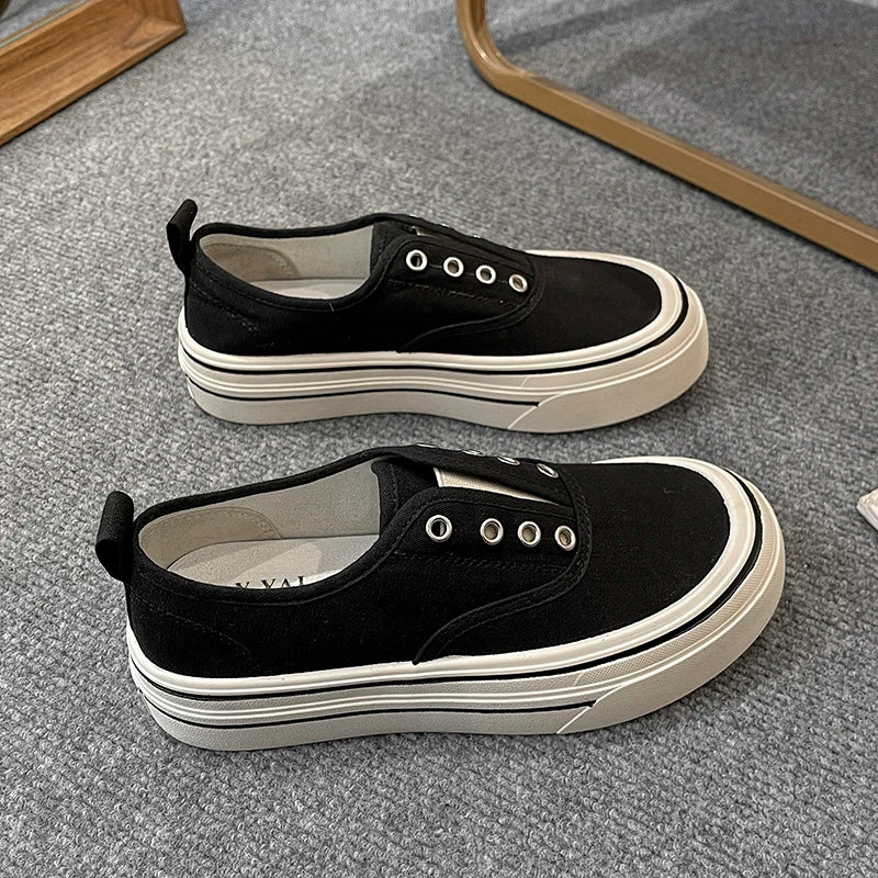 Outdoor Walking Canvas Shoes New Fashion Jogging Sneakers Slip-on Woman Vulcanized Flat Casual Loafers Ladies Zapatillas