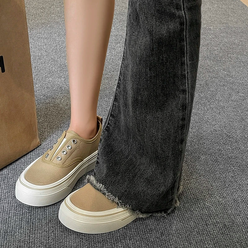 Outdoor Walking Canvas Shoes New Fashion Jogging Sneakers Slip-on Woman Vulcanized Flat Casual Loafers Ladies Zapatillas