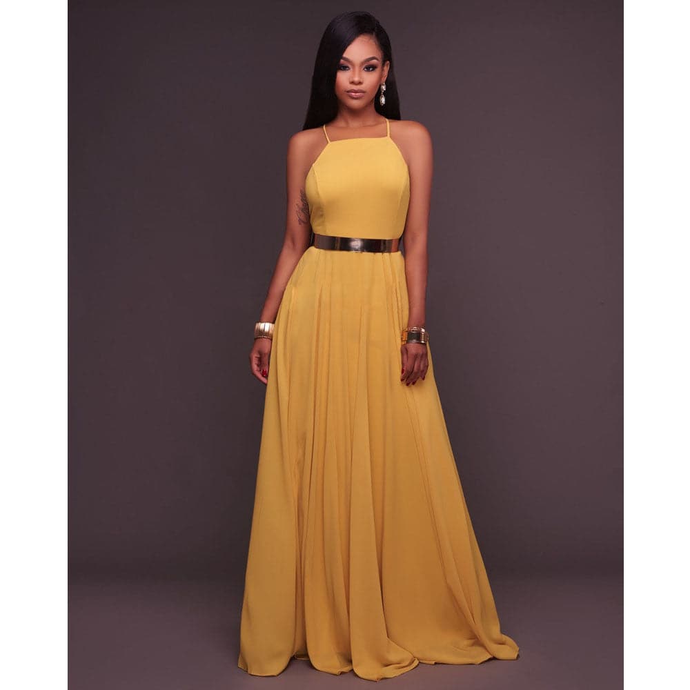 Plus Size Party Strap Fashion Bahemian Beach Chiffon Backless Dress