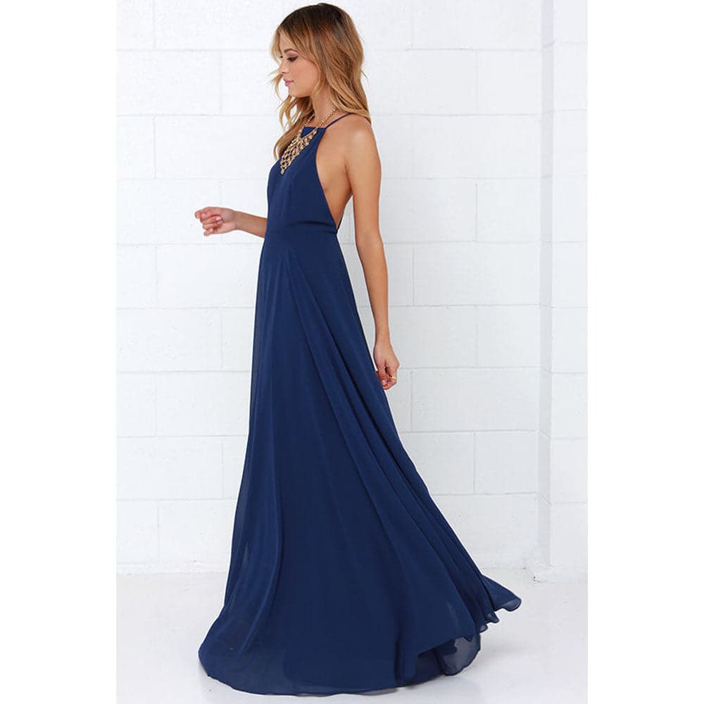 Plus Size Party Strap Fashion Bahemian Beach Chiffon Backless Dress