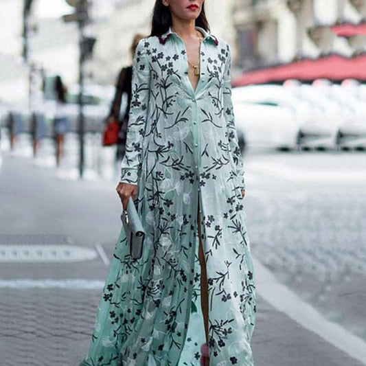 Print Dress  Long Sleeve Maxi Dresses