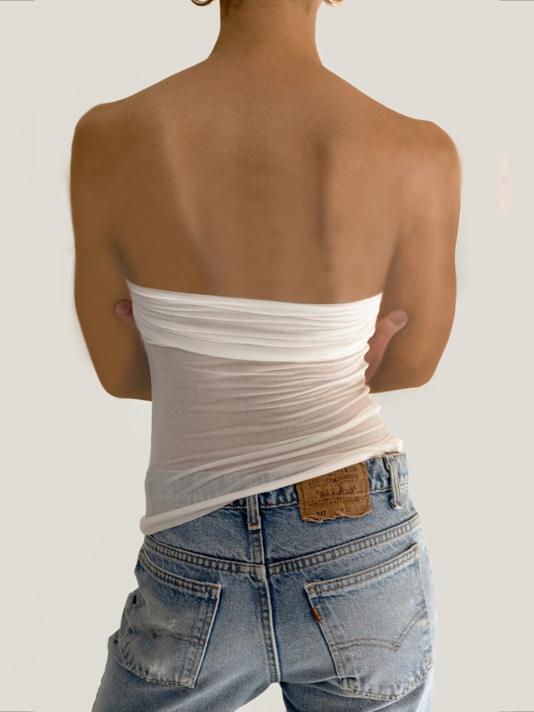 Sleeveless Chest Wrap Top Streetwear Party Casual Bodycon Solid Backless Top