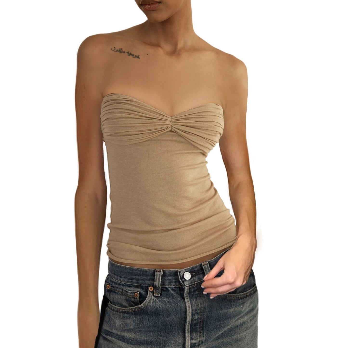 Sleeveless Chest Wrap Top Streetwear Party Casual Bodycon Solid Backless Top