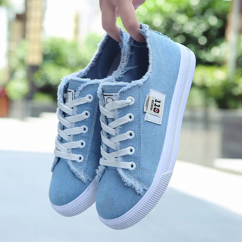 Spring Autumn Outdoor Walking Canvas Shoes Fall New Small White Jogging Sneakers Girls Student Sports Flat Trainers