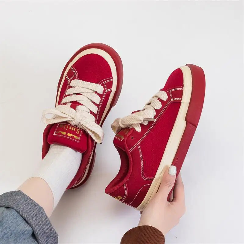 Summer Autumn Thick Soled Raised Canvas Shoes Breathable Versatile Student Sport Flats Sneakers Outdoor Trainers Footwear