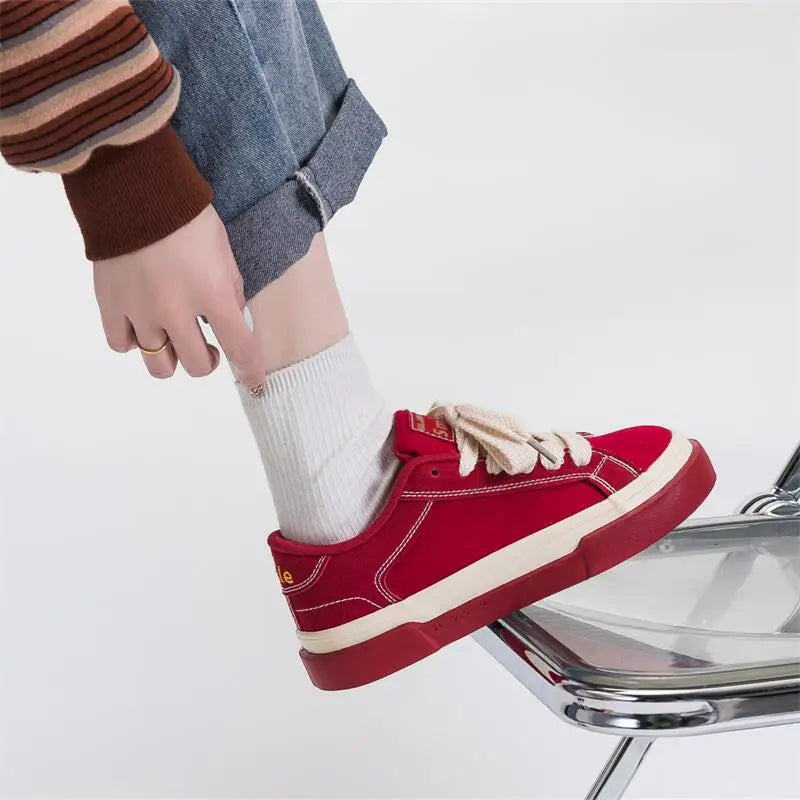 Summer Autumn Thick Soled Raised Canvas Shoes Breathable Versatile Student Sport Flats Sneakers Outdoor Trainers Footwear