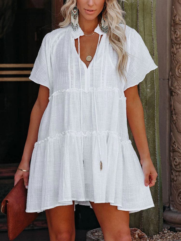 Summer Short Sleeve Solid Loose Dress