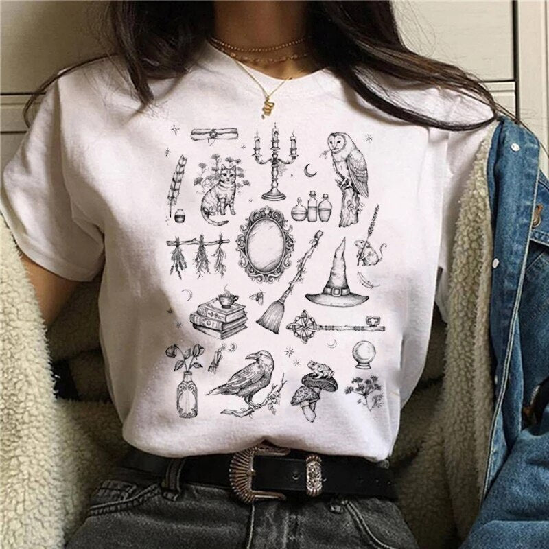 T-shirt Cartoon Witch Magic Kawaii Tshirt