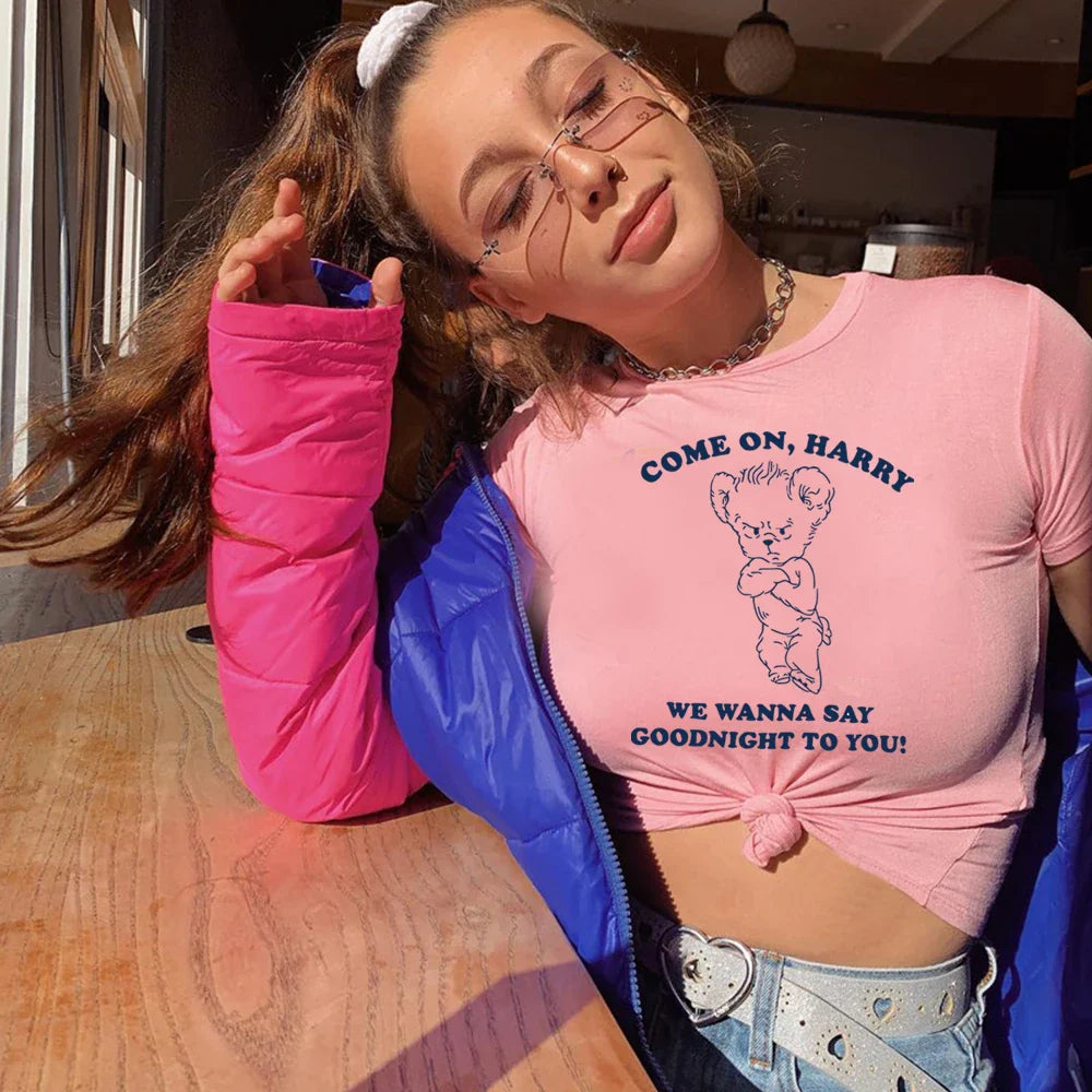 Harajuku Bear Y2K Crop Top