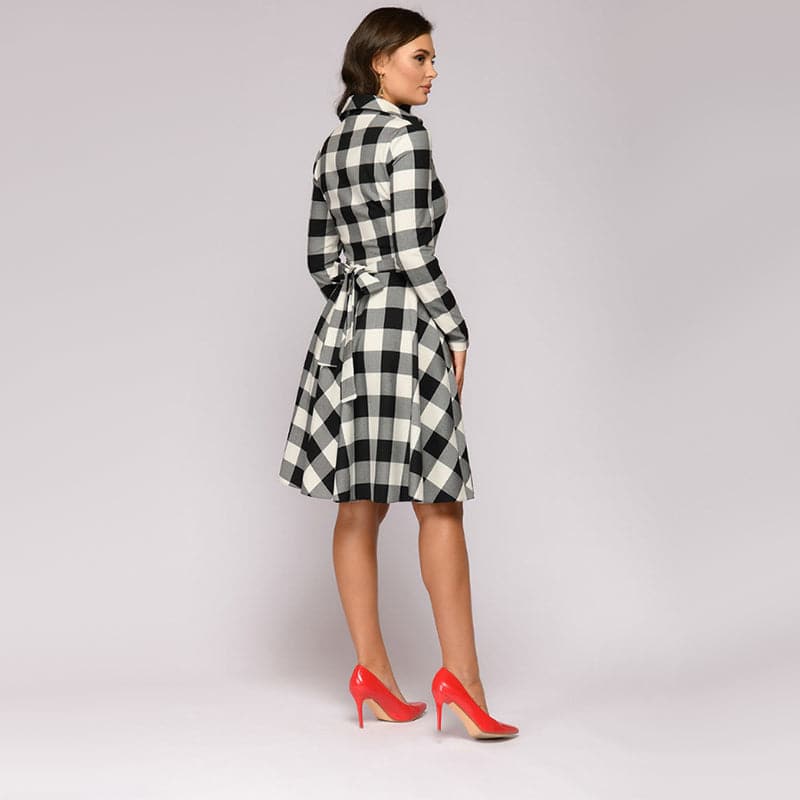 Vintage Plaid Printed A-line Party Dress