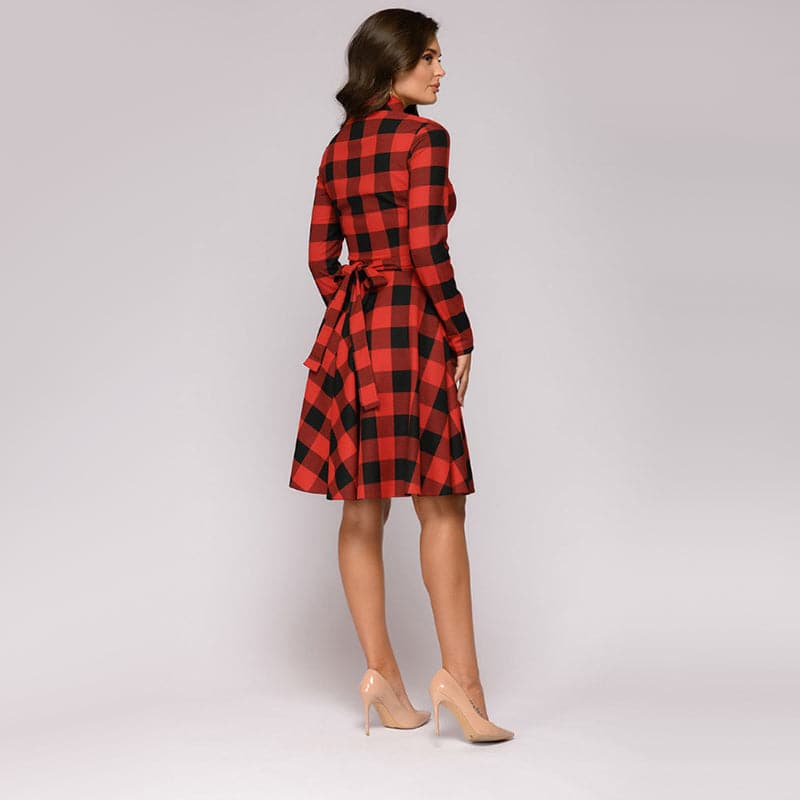 Vintage Plaid Printed A-line Party Dress