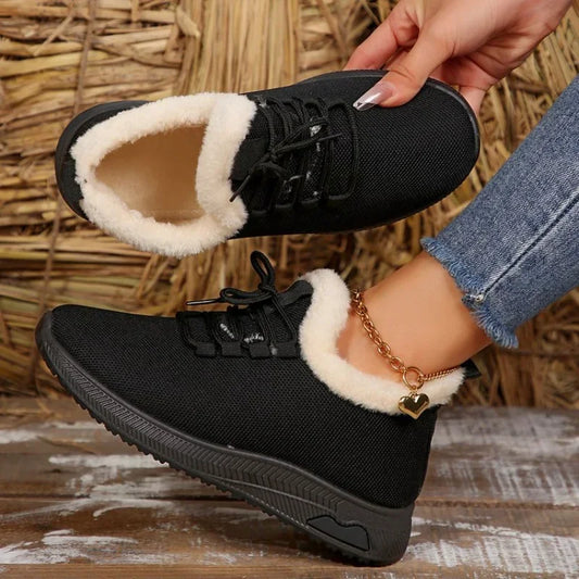 Winter Boots New Warm Thicken Snow Boots Lace Up Ankle Boots Non Slip Plush Fur Shoes Keep Warm Ankle Botas Plus Size