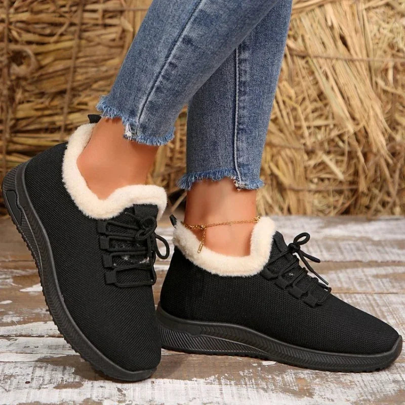 Winter Boots New Warm Thicken Snow Boots Lace Up Ankle Boots Non Slip Plush Fur Shoes Keep Warm Ankle Botas Plus Size